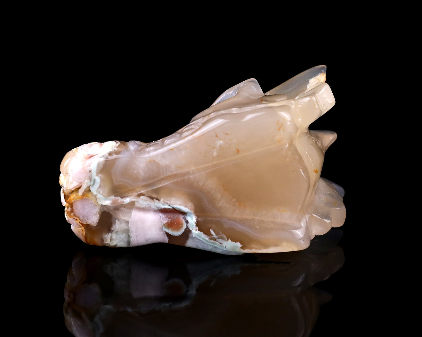 3.2" Sakura Agate Hand Carved Crystal Dragon Skull Sculpture Crystallumi