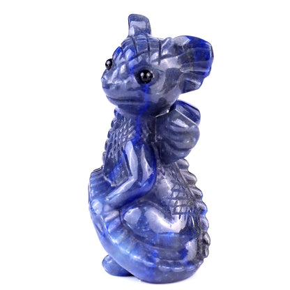 3.3" Blue Aventurine Hand Carved Crystal Cute Baby Dragon Sculpture Crystallumi