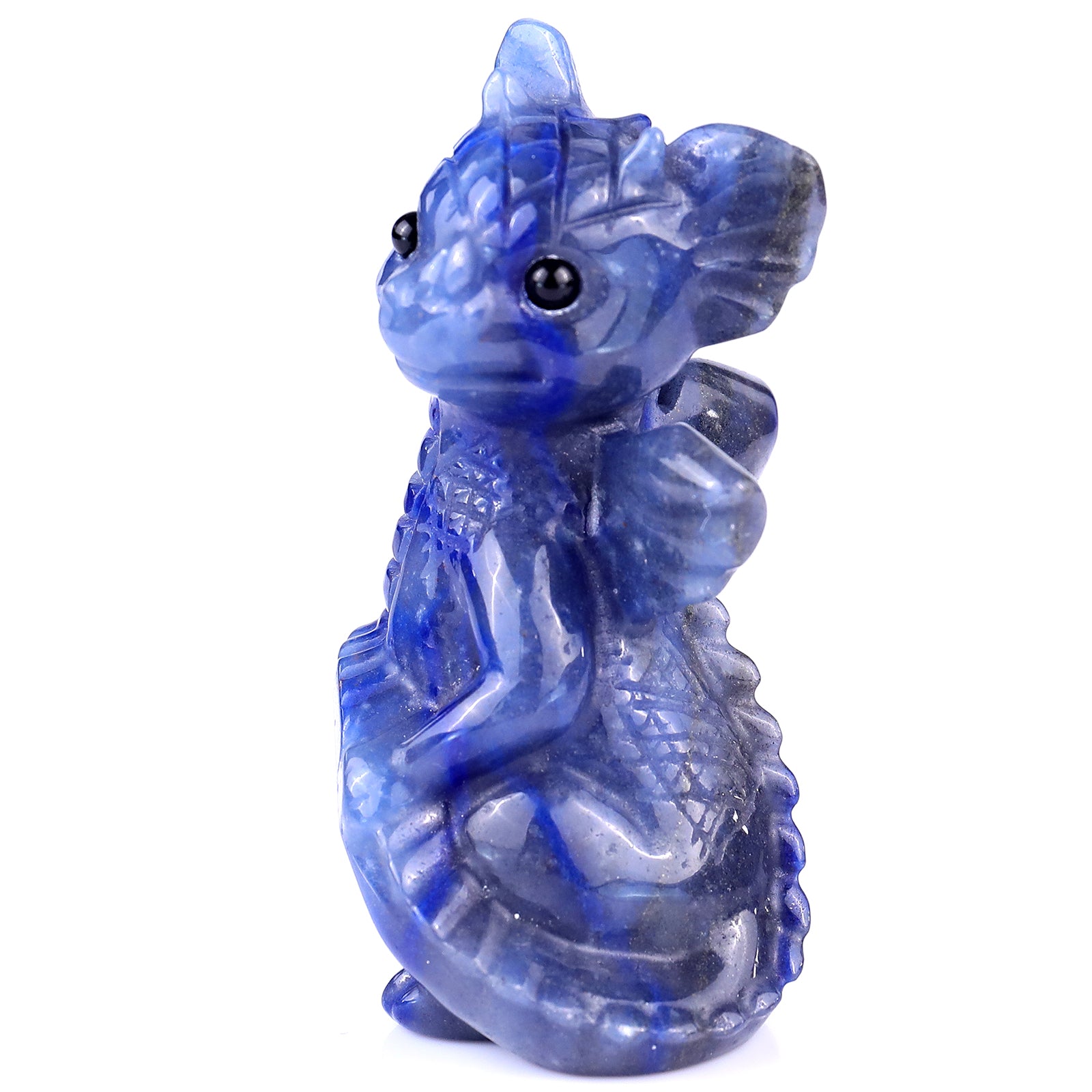 3.3" Blue Aventurine Hand Carved Crystal Cute Baby Dragon Sculpture Crystallumi