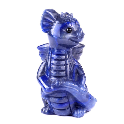 3.3" Blue Aventurine Hand Carved Crystal Cute Baby Dragon Sculpture Crystallumi