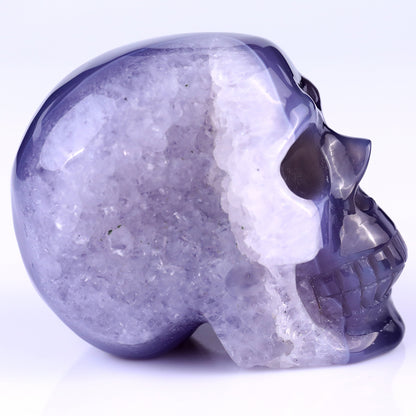 3.3" Geode Agate Hand Carved Crystal Geode Skull Sculpture Crystallumi