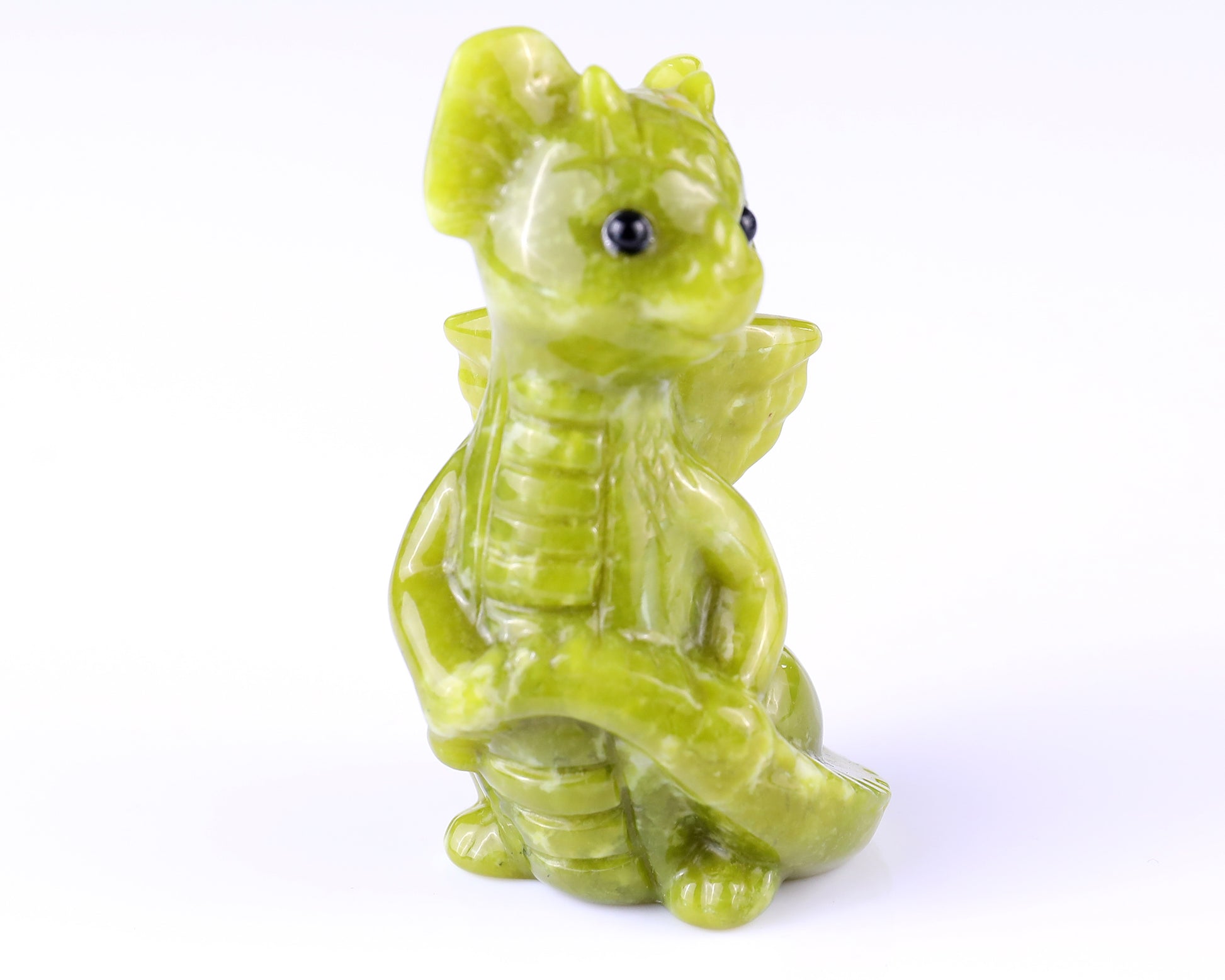 3.3" New Jade Hand Carved Crystal Cute Baby Dragon Sculpture Crystallumi