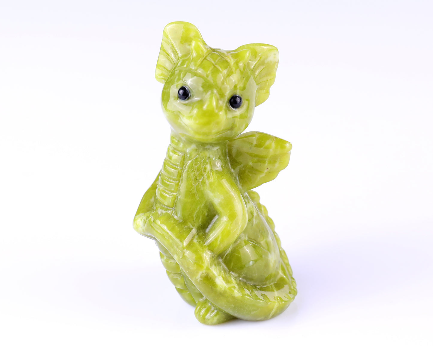 3.3" New Jade Hand Carved Crystal Cute Baby Dragon Sculpture Crystallumi