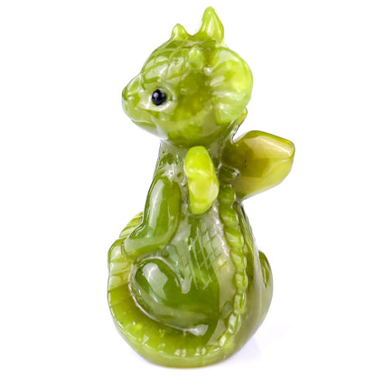 3.3" New Jade Hand Carved Crystal Cute Baby Dragon Sculpture Crystallumi