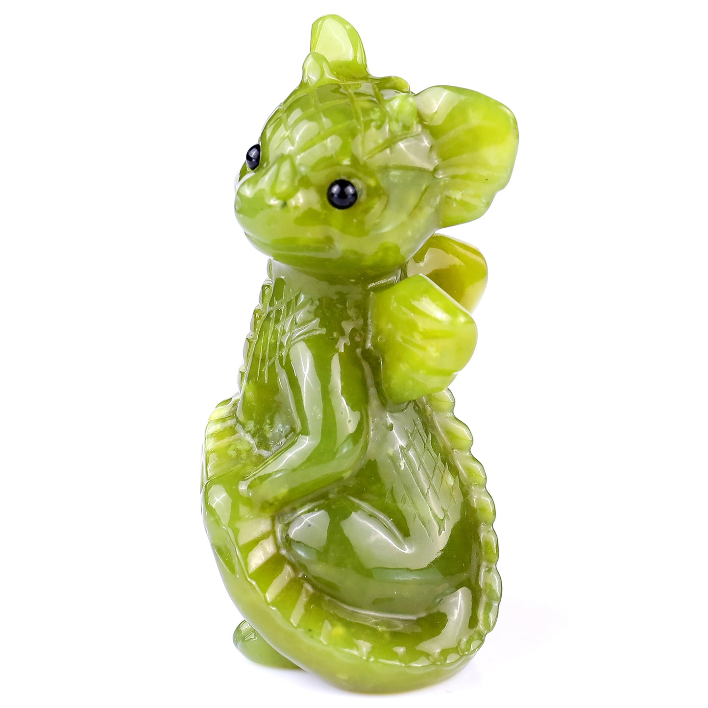 3.3" New Jade Hand Carved Crystal Cute Baby Dragon Sculpture Crystallumi