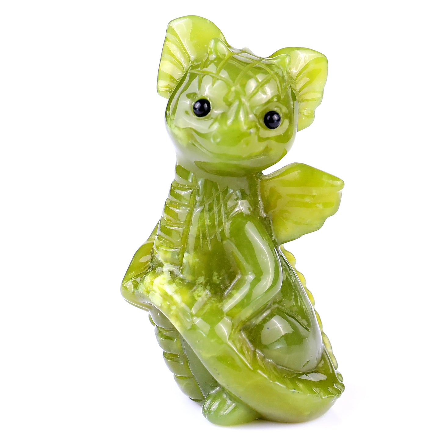 3.3" New Jade Hand Carved Crystal Cute Baby Dragon Sculpture Crystallumi