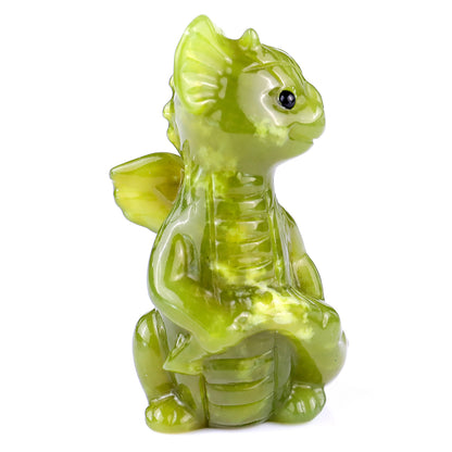 3.3" New Jade Hand Carved Crystal Cute Baby Dragon Sculpture Crystallumi