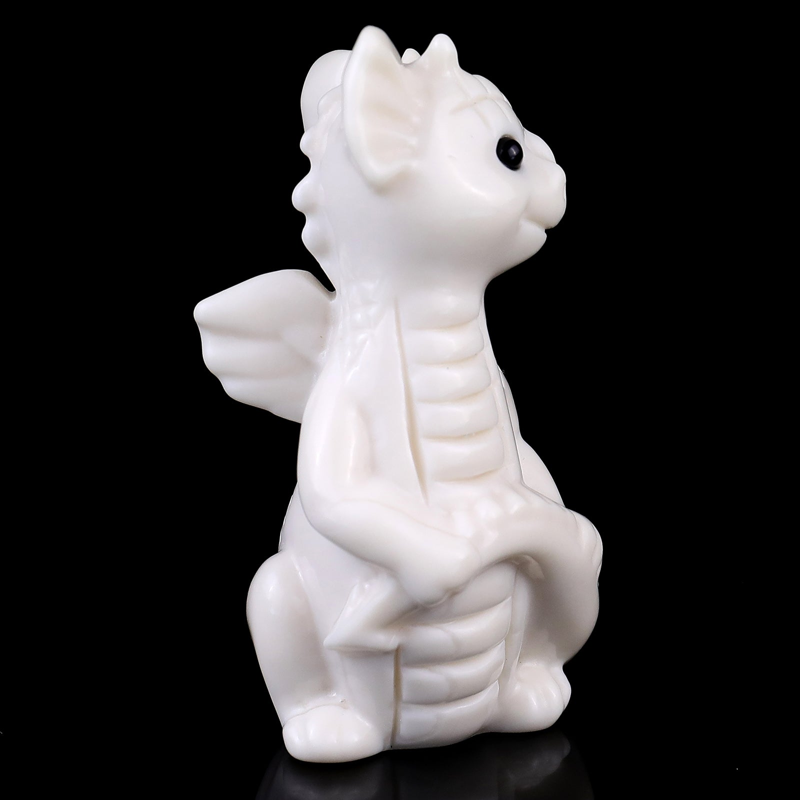 3.3" White Jade Hand Carved Crystal Cute Baby Dragon Sculpture Crystallumi