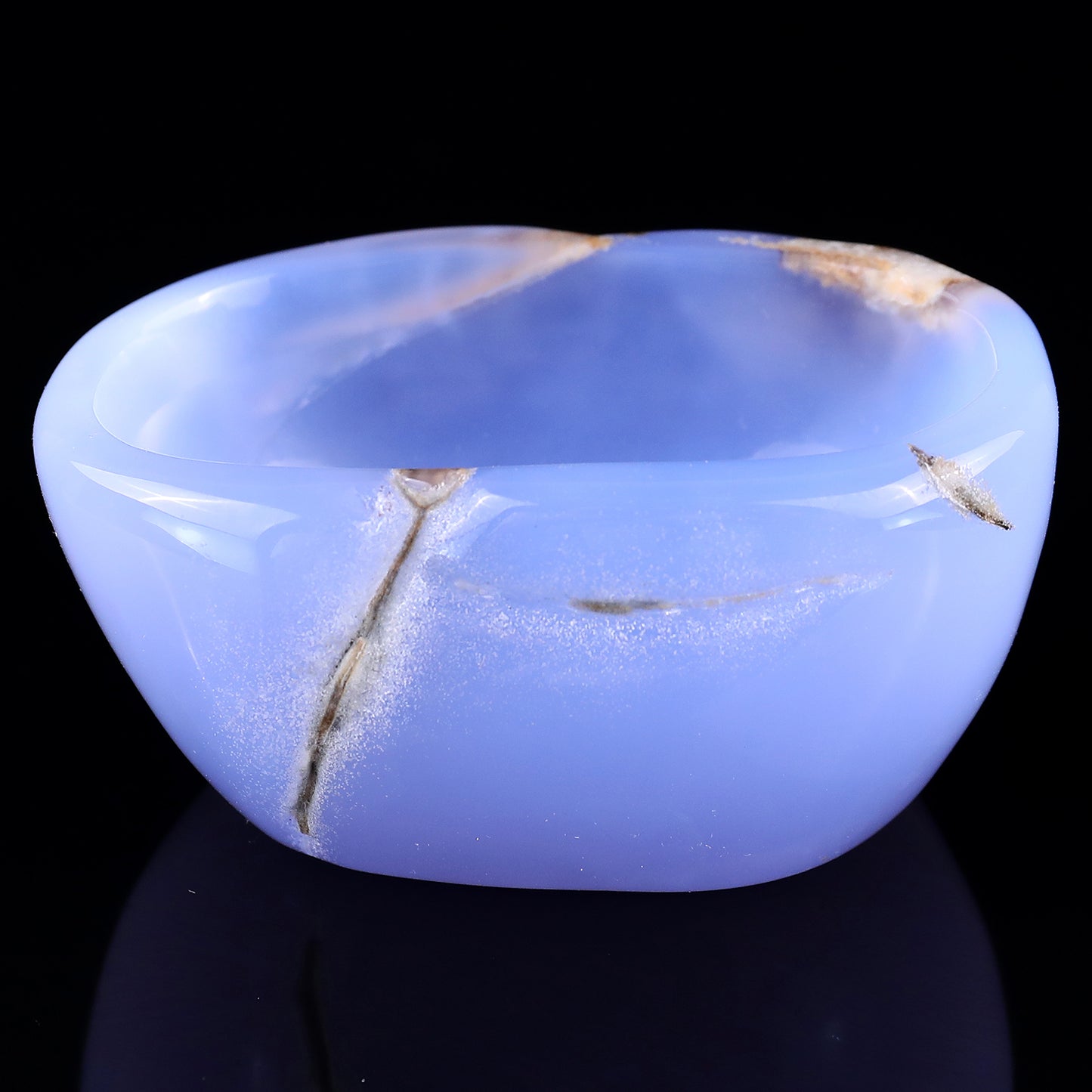 3.4" Blue Chalcedony Hand Carved Crystal Bowl Crystallumi