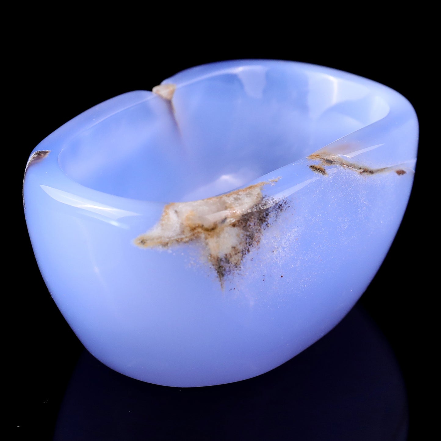 3.4" Blue Chalcedony Hand Carved Crystal Bowl Crystallumi