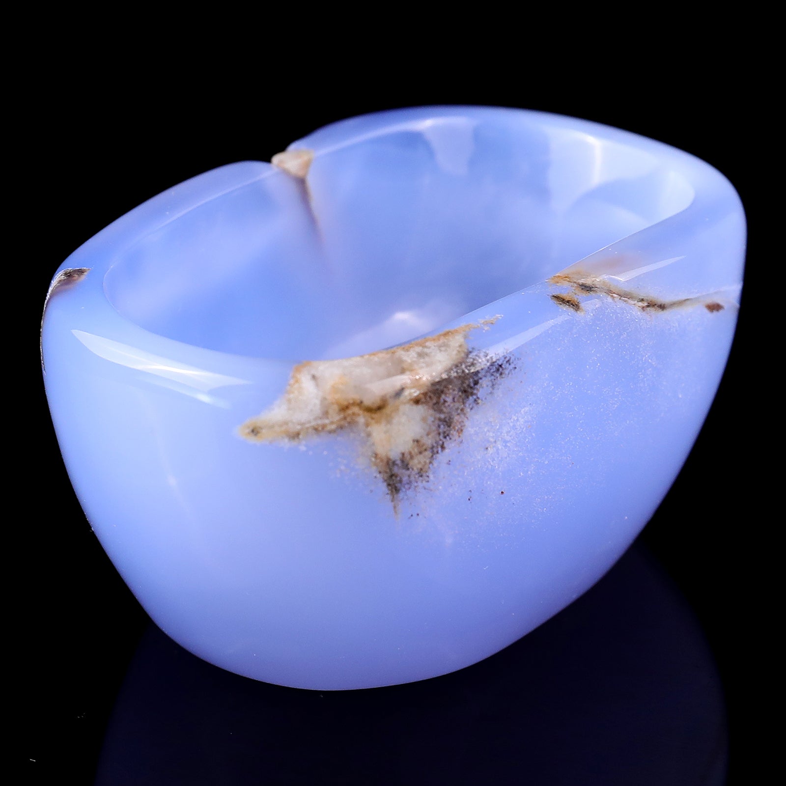 3.4" Blue Chalcedony Hand Carved Crystal Bowl Crystallumi