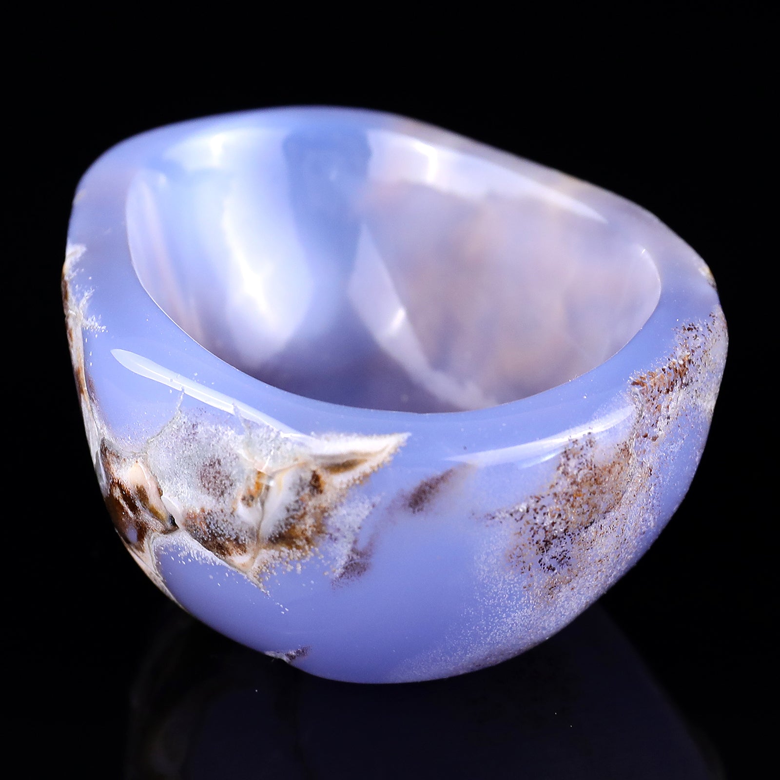 3.4" Blue Chalcedony Hand Carved Crystal Bowl Crystallumi