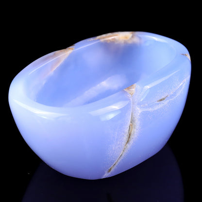 3.4" Blue Chalcedony Hand Carved Crystal Bowl Crystallumi