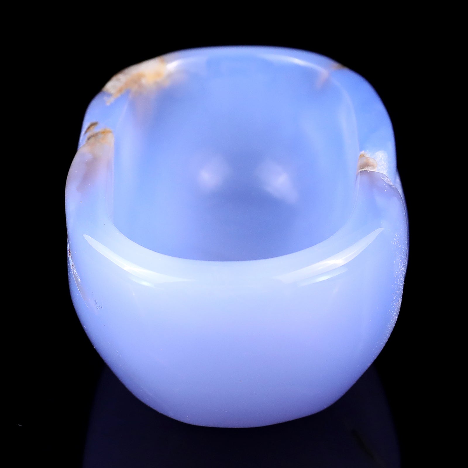 3.4" Blue Chalcedony Hand Carved Crystal Bowl Crystallumi