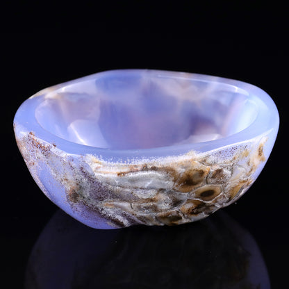 3.4" Blue Chalcedony Hand Carved Crystal Bowl Crystallumi