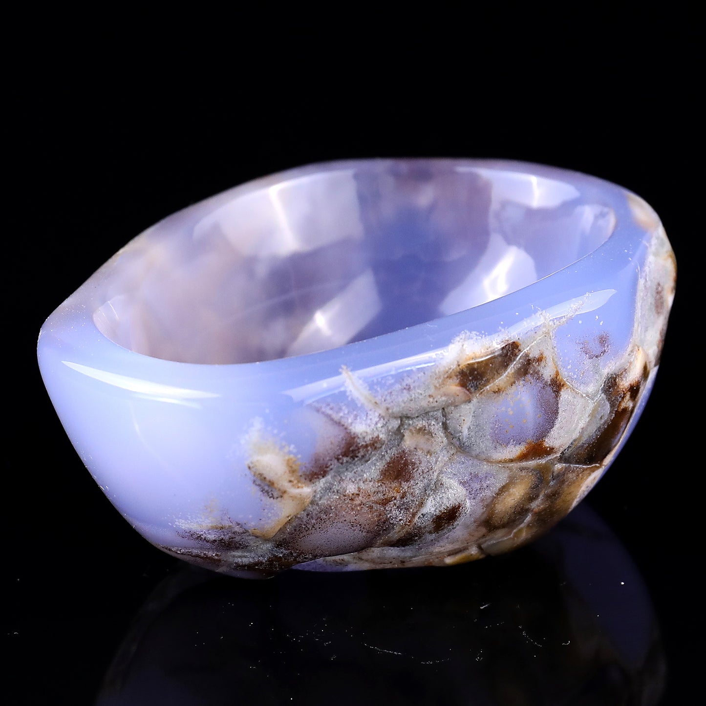 3.4" Blue Chalcedony Hand Carved Crystal Bowl Crystallumi