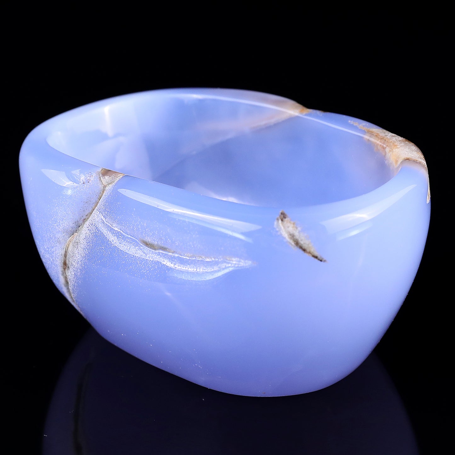 3.4" Blue Chalcedony Hand Carved Crystal Bowl Crystallumi