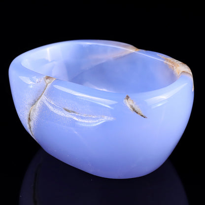 3.4" Blue Chalcedony Hand Carved Crystal Bowl Crystallumi