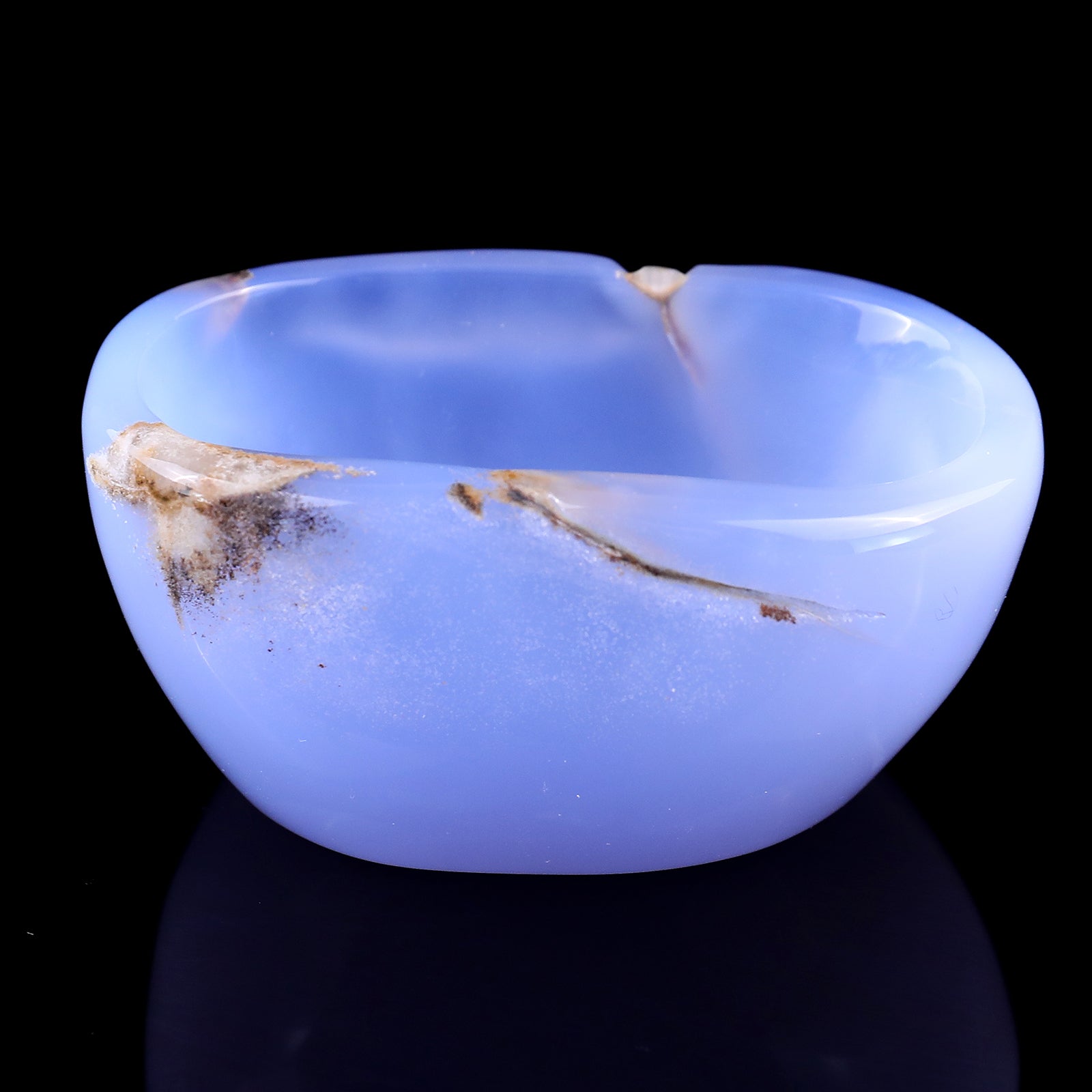 3.4" Blue Chalcedony Hand Carved Crystal Bowl Crystallumi