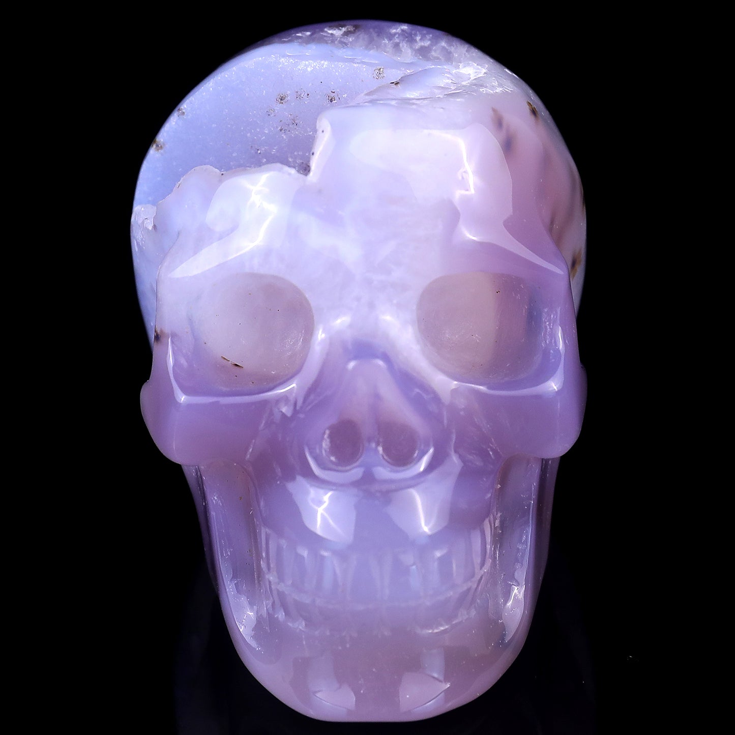 3.4" Geode Agate Hand Carved Crystal Geode Skull Sculpture Crystallumi