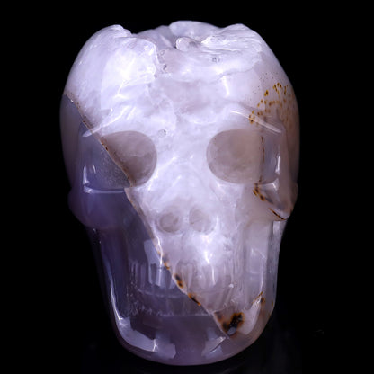 3.4" Geode Agate Hand Carved Crystal Geode Skull Sculpture Crystallumi