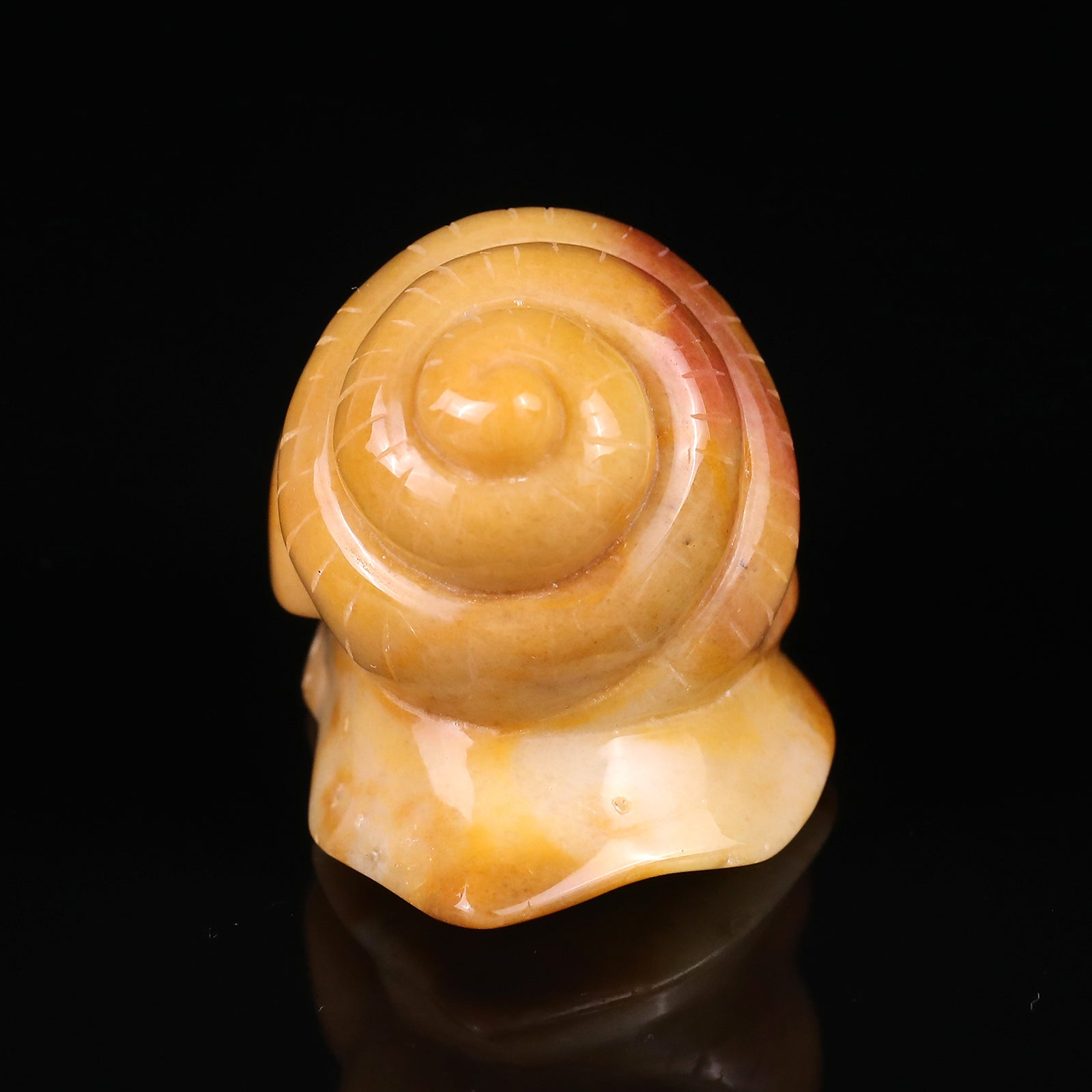 3.4" Golden Silk Jade Hand Carved Crystal Snail Sculpture Crystallumi