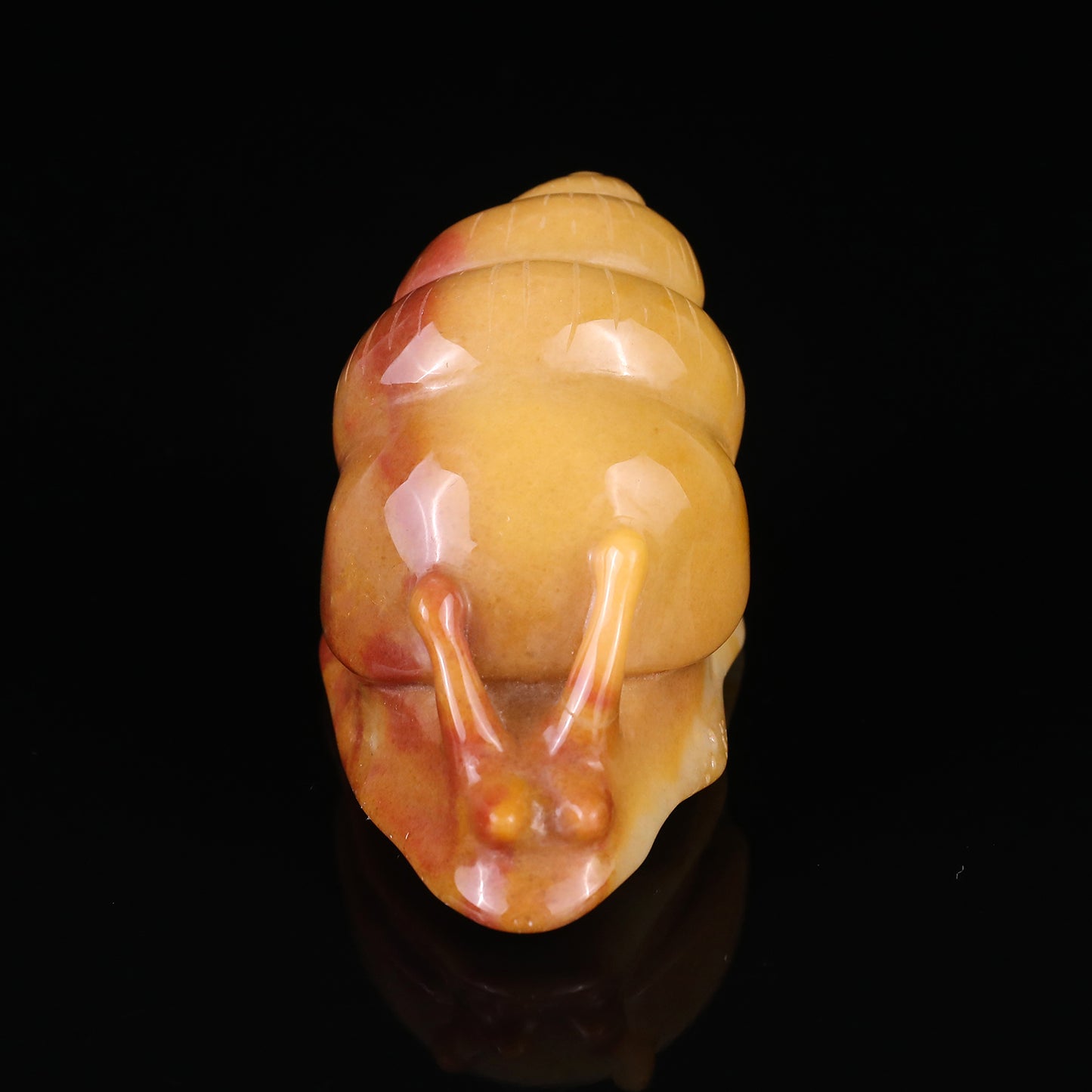 3.4" Golden Silk Jade Hand Carved Crystal Snail Sculpture Crystallumi