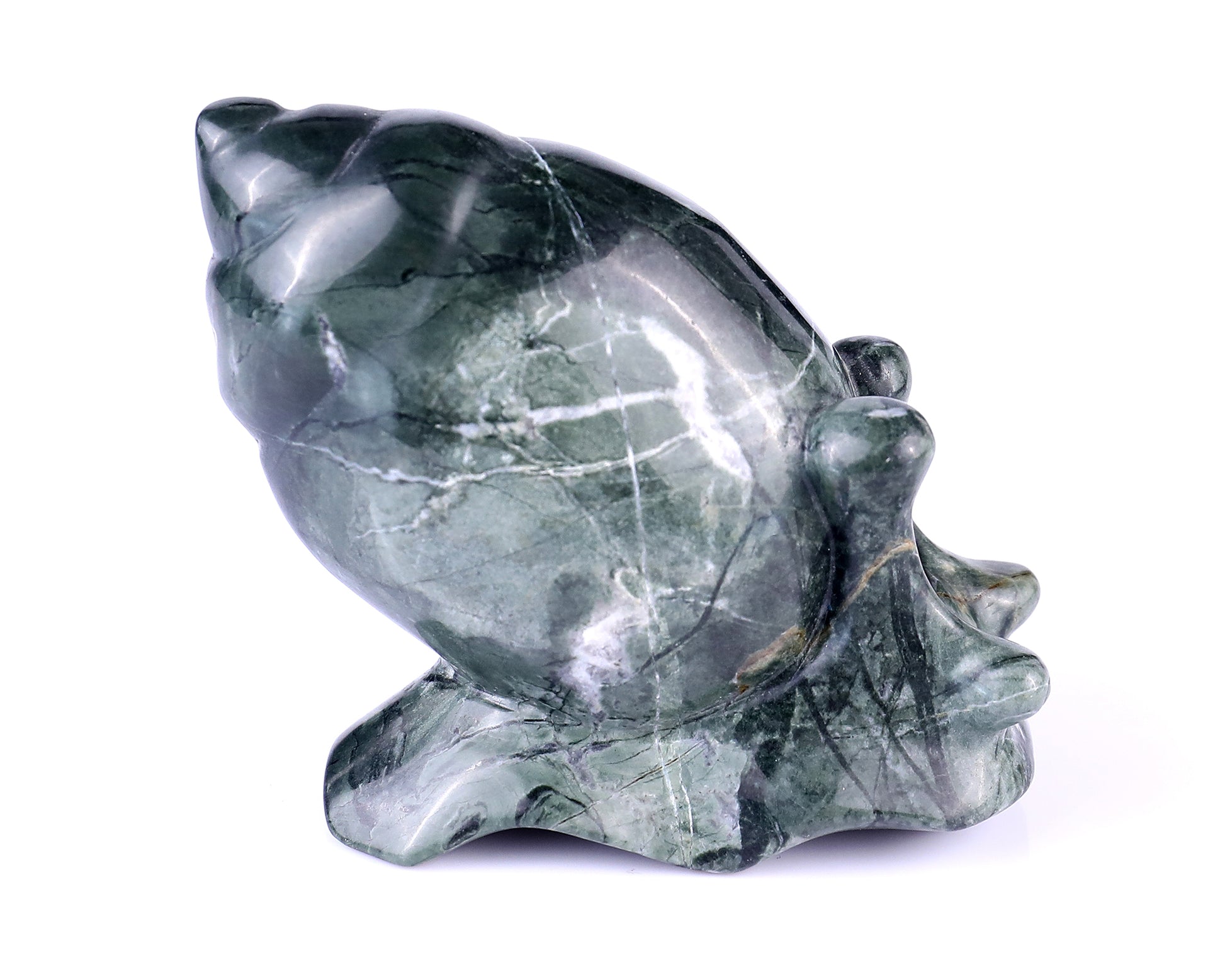 3.4" Jiulong Jade Hand Carved Crystal Snail Sculpture Crystallumi