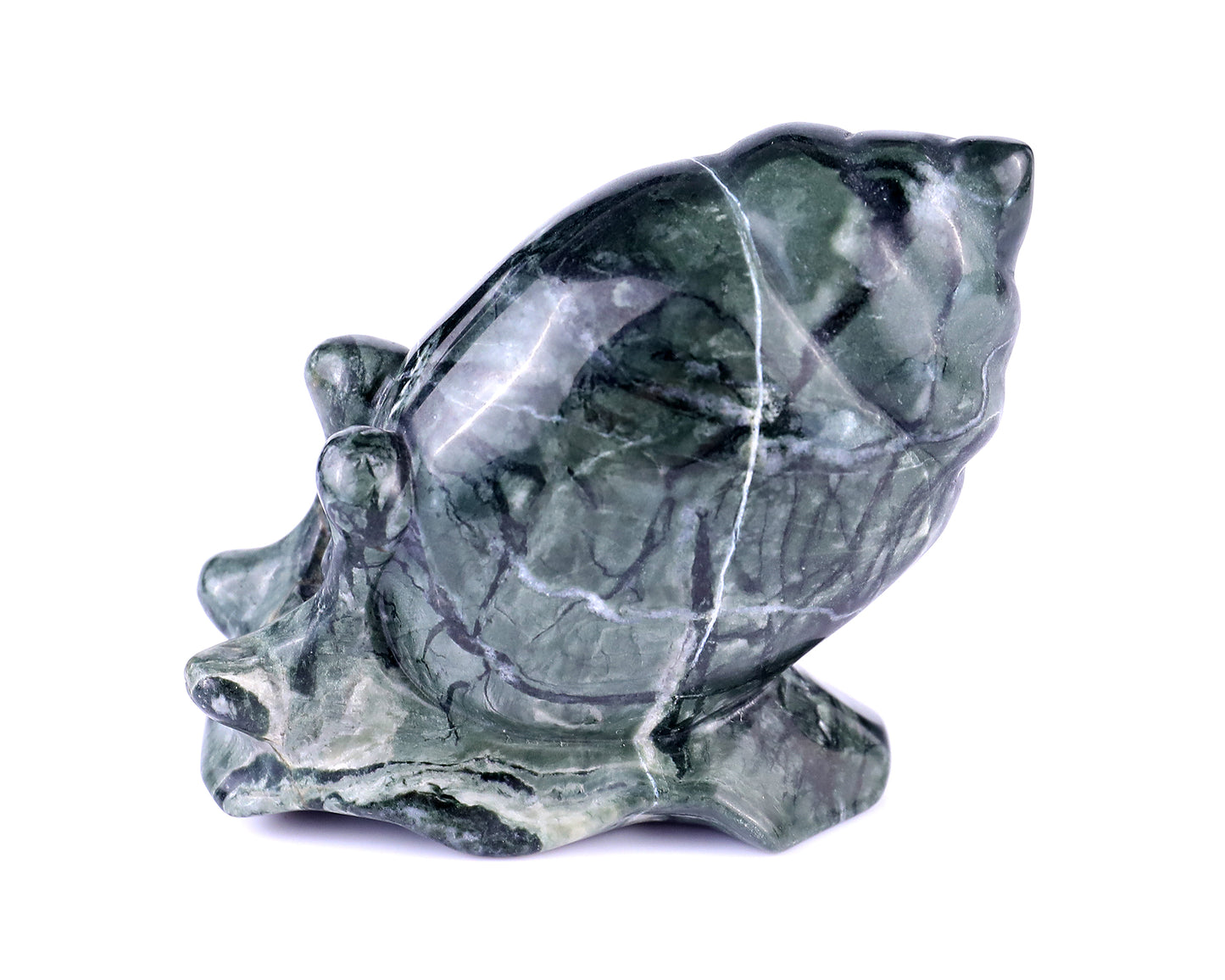 3.4" Jiulong Jade Hand Carved Crystal Snail Sculpture Crystallumi