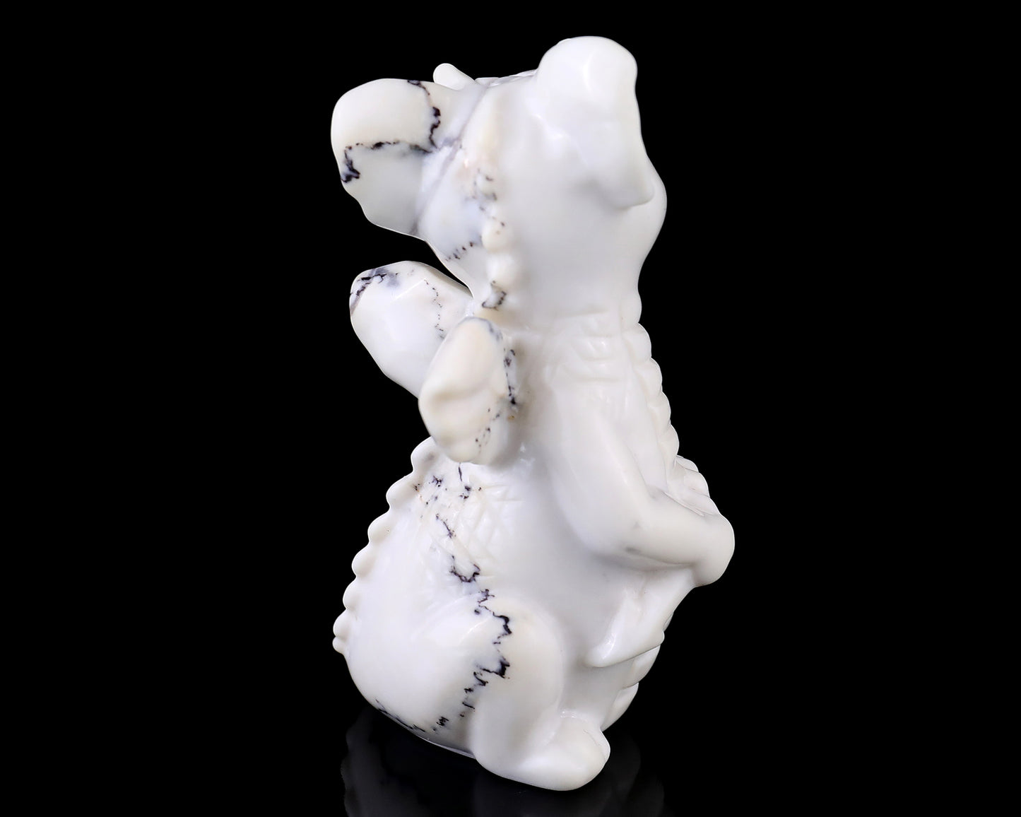 3.4" White Jade Agate Hand Carved Crystal Cute Baby Dragon Sculpture Crystallumi