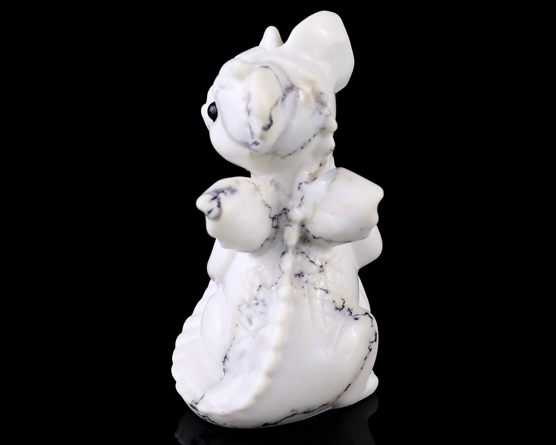 3.4" White Jade Agate Hand Carved Crystal Cute Baby Dragon Sculpture Crystallumi