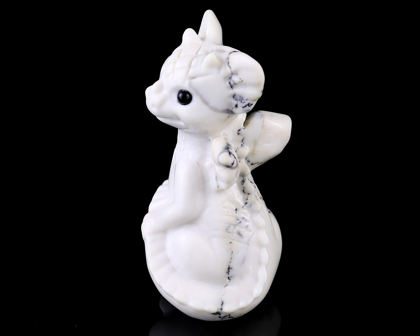 3.4" White Jade Agate Hand Carved Crystal Cute Baby Dragon Sculpture Crystallumi