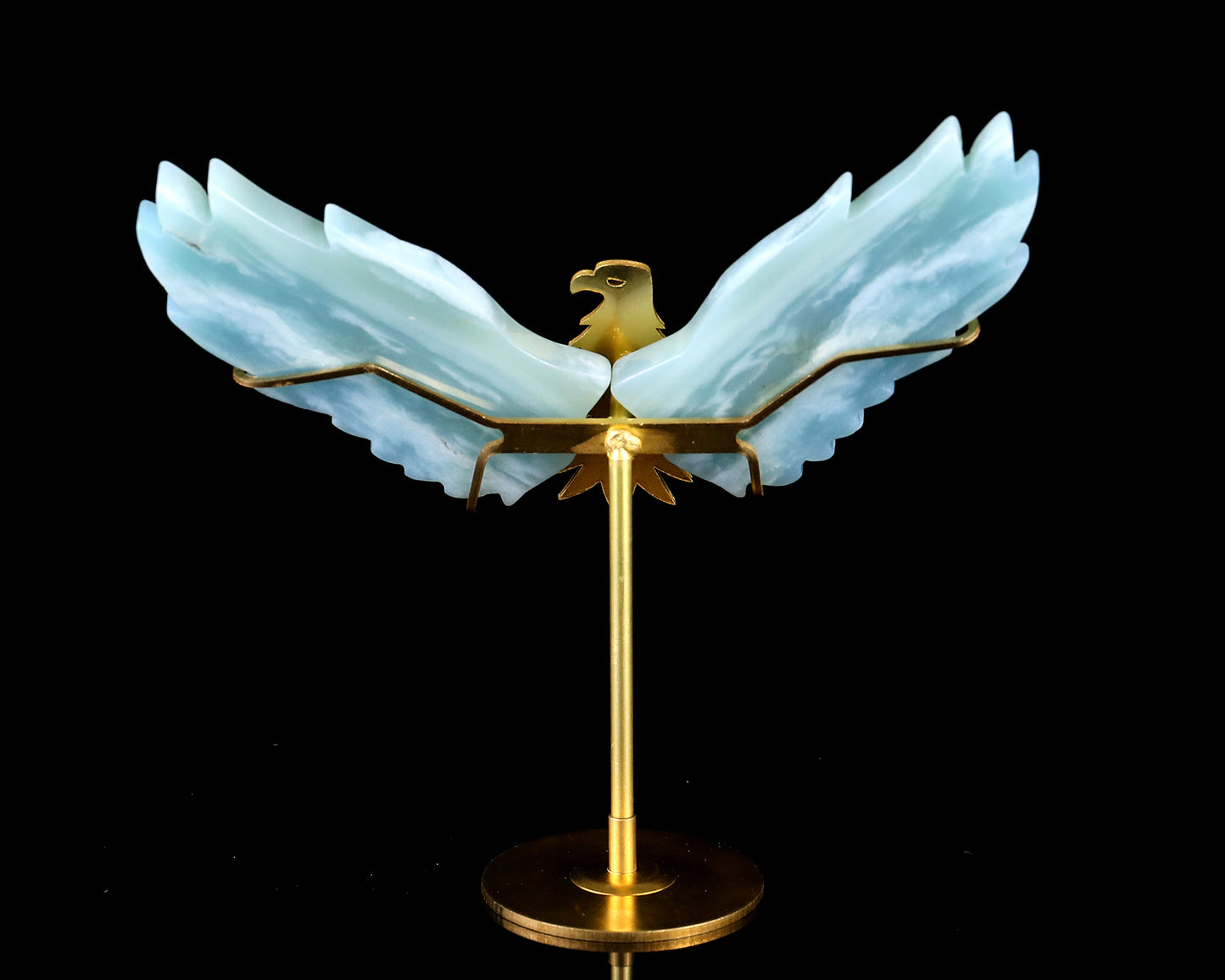 3.5" Amazonite Hand Carved Crystal Eagle Wings Sculpture Crystallumi