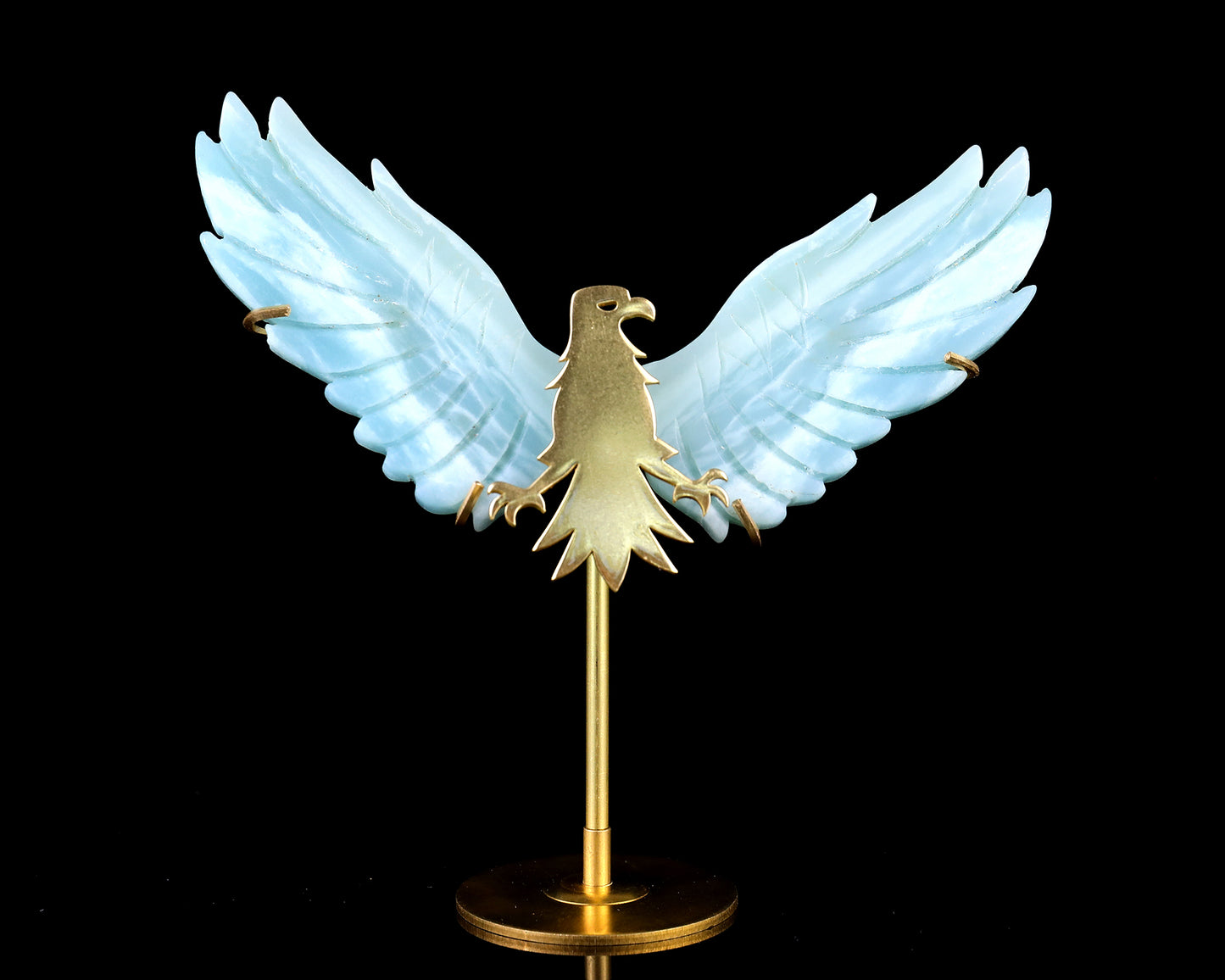 3.5" Amazonite Hand Carved Crystal Eagle Wings Sculpture Crystallumi