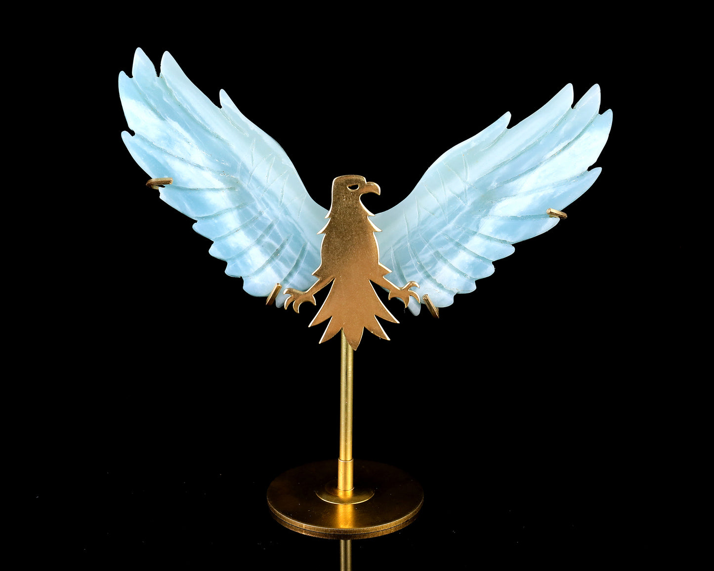 3.5" Amazonite Hand Carved Crystal Eagle Wings Sculpture Crystallumi