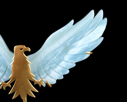 3.5" Amazonite Hand Carved Crystal Eagle Wings Sculpture Crystallumi