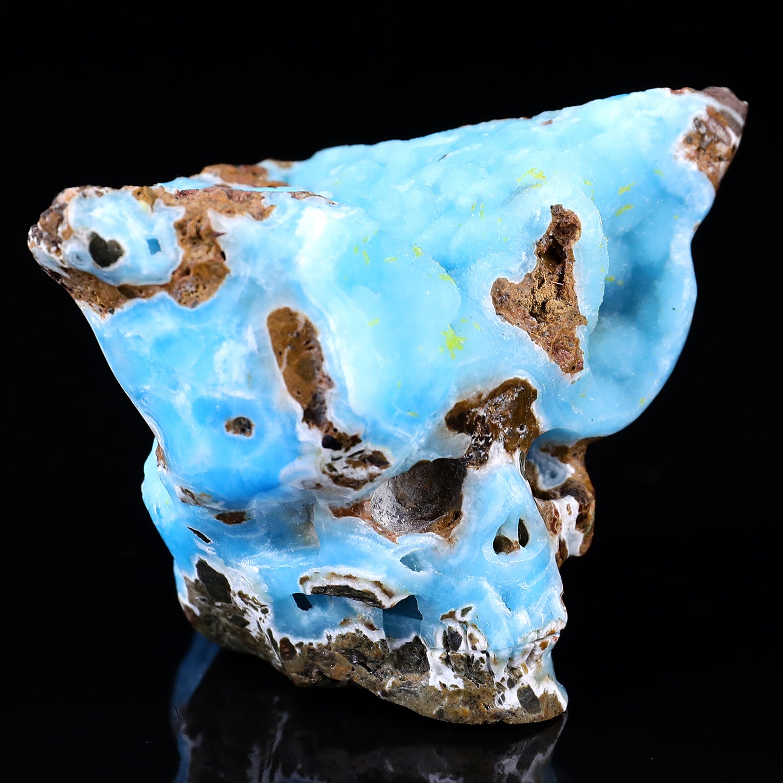 3.5" Blue Aragonite Hand Carved Mineral Specimen Skull Sculpture Crystallumi