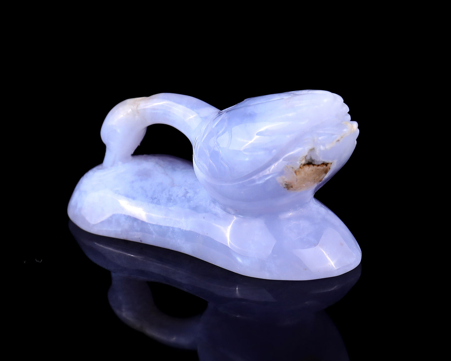 3.5" Blue Chalcedony Hand Carved Crystal Swan Sculpture Crystallumi