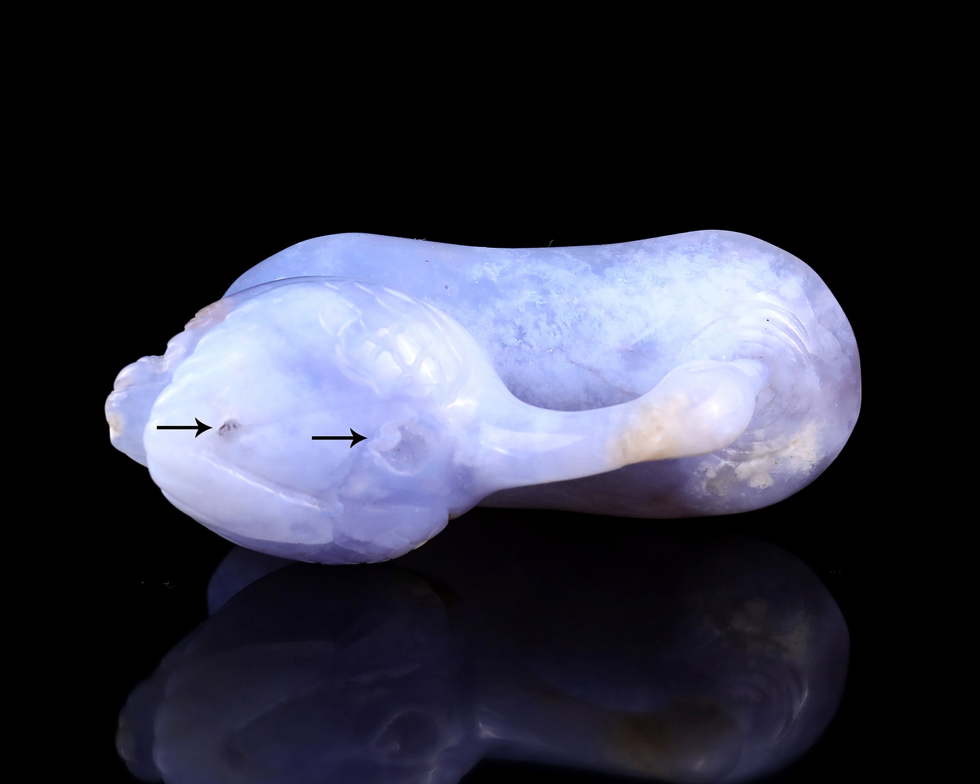 3.5" Blue Chalcedony Hand Carved Crystal Swan Sculpture Crystallumi