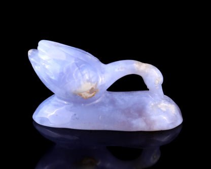 3.5" Blue Chalcedony Hand Carved Crystal Swan Sculpture Crystallumi