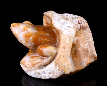 3.5" Chalcedony Hand Carved Crystal Frog Sculpture Crystallumi