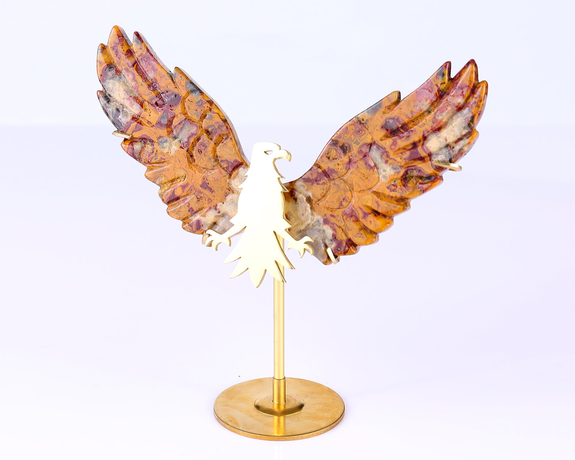 3.5" Crazy Lace Agate Hand Carved Crystal Eagle Wings Sculpture Crystallumi