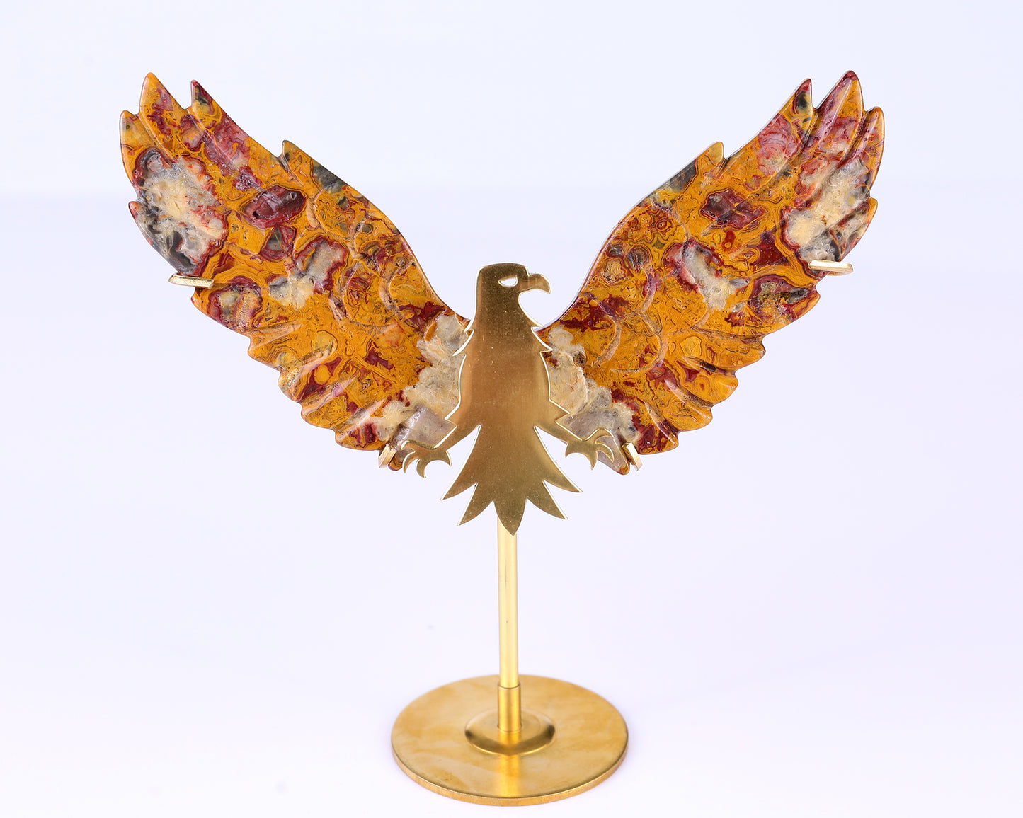 3.5" Crazy Lace Agate Hand Carved Crystal Eagle Wings Sculpture Crystallumi