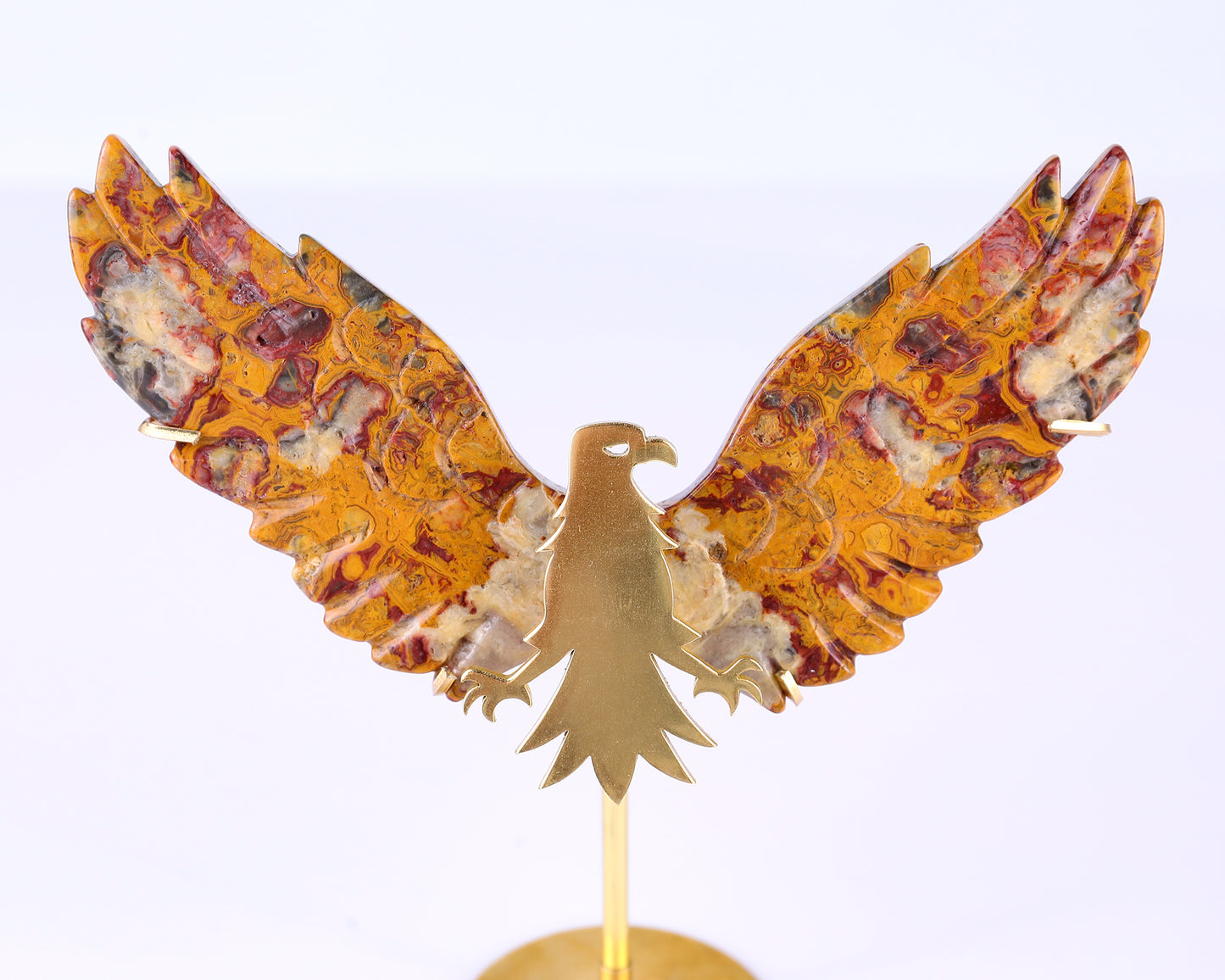 3.5" Crazy Lace Agate Hand Carved Crystal Eagle Wings Sculpture Crystallumi