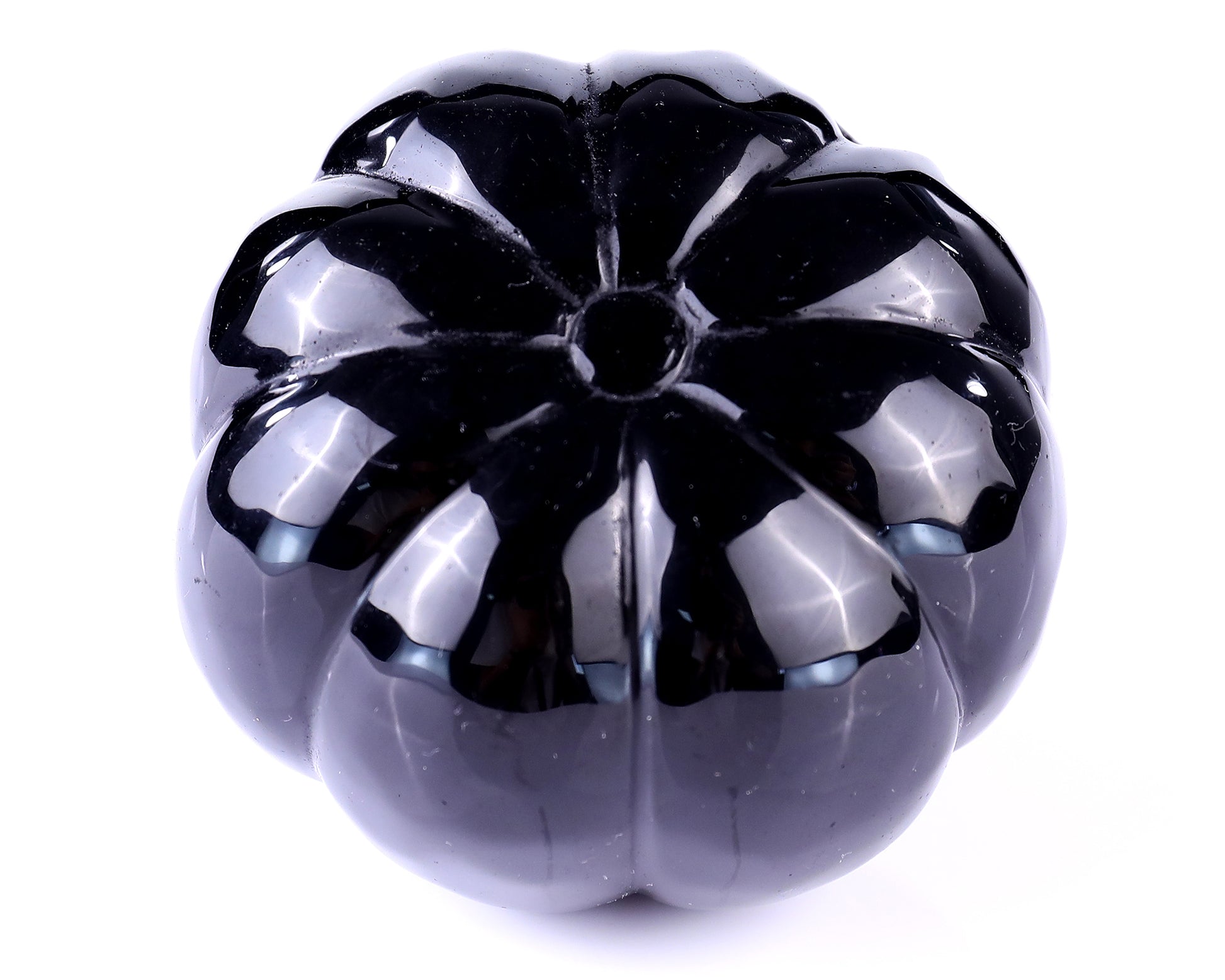 3.5” Natural Black Obsidian Hand Carved Crystal Pumpkin Sculpture, Halloween Gift Crystallumi