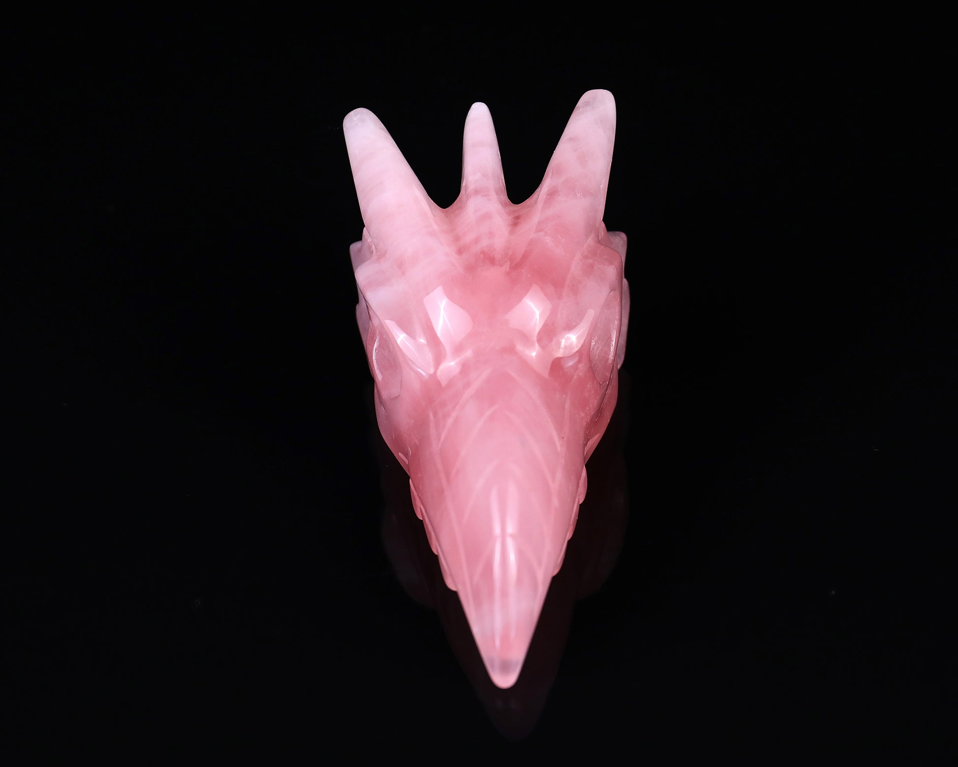 3.5" Rose Quartz Hand Carved Crystal Phoenix Skull Sculpture Crystallumi