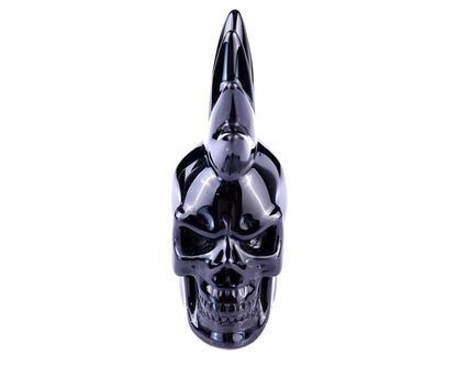 3.6" Black Obsidian Hand Carved Crystal Realistic Punk Skull Sculpture Crystallumi