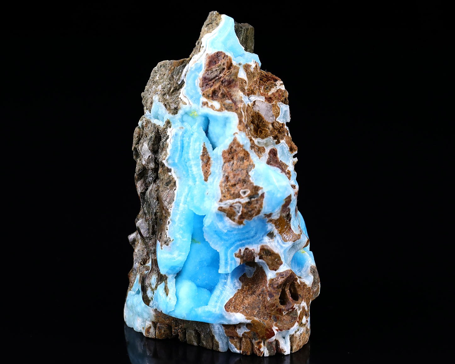 3.6" Blue Aragonite Hand Carved Mineral Specimen Skull Sculpture Crystallumi