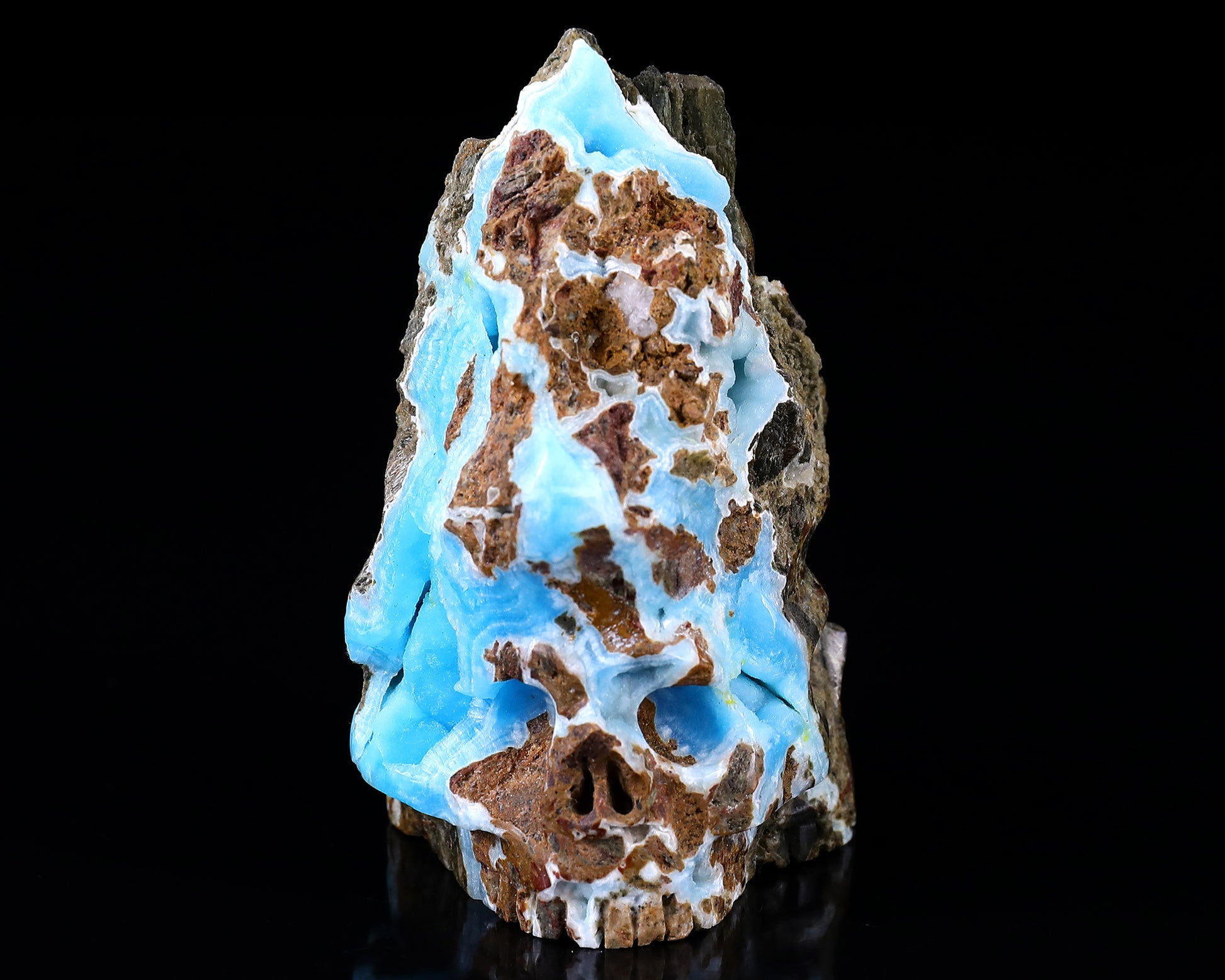 3.6" Blue Aragonite Hand Carved Mineral Specimen Skull Sculpture Crystallumi