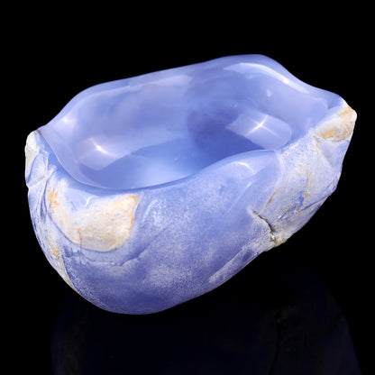 3.6" Blue Chalcedony Hand Carved Crystal Bowl Crystallumi